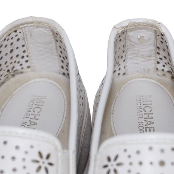 Michael Kors White 01133 Kane Perforated Slip On Sneakers, Size 8 - Picture 4 of 11